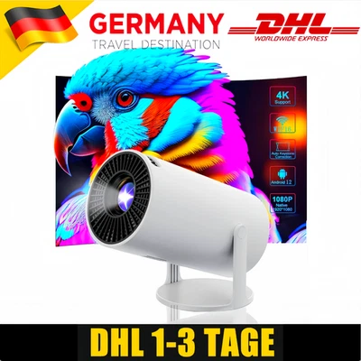4K Beamer Projektor  UHD WiFi Bluetooth Smart Heimkino Mini Tragbar Weiß 2025 - Bild 1 von 4
