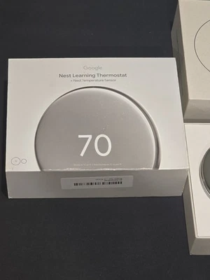 Google Nest Learning Thermostat (4th Gen. Polished Silver + Sensor) NEW Open Box - Image 1 of 4