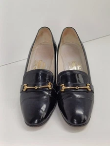 Church's Ladies Court Shoes UK 5.5 EU 38.5 Black Patent Leather Horsebit Heels - Picture 1 of 21