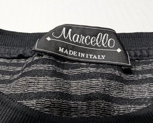 Camisa Tejida Marcello Hecha en Italia Negra Gris Patrón Rejilla De Colección Diseñador Top L - Imagen 1 de 9