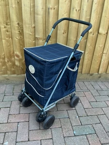 The Genuine Sholley Trolley Mulberry Navy Blue Shopping Aid Folding 6 Wheels - Picture 1 of 19