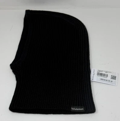 Lululemon Malha com nervuras Mistura de Lã Merino Balaclava Tamanho P/M Preto Preto Novo com etiquetas Unissex - Imagem 1 de 4