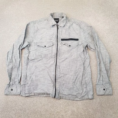 Hugo Boss Mens Shirt Small Grey Lovel Zip Overshirt Utility Field Pockets Jacket — 第 1/4 张图片