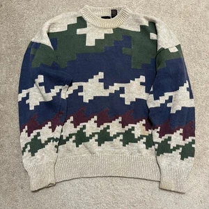 Vintage Structure Geometric Colorful on Neutral Heavy Sweater XL - Picture 1 of 6