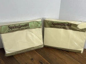 Springmaid Wondercale No Iron Percale (2) Queen Flat Sheet 60x80 Yellow Vintage - Picture 1 of 16