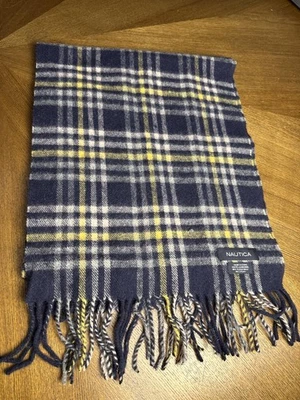 Bufanda clásica de lana a cuadros con flecos Nautica Foto 1 de 3