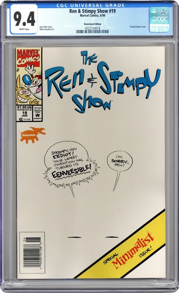Ren and Stimpy Show 19N CGC 9.4 Newsstand 1994 4522124018 - Image 1 of 1