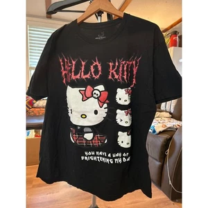 Hello Kitty T-Shirt XL schwarz Goth Punk Rock Metalcore Grafik Tee Sanrio - Bild 1 von 3