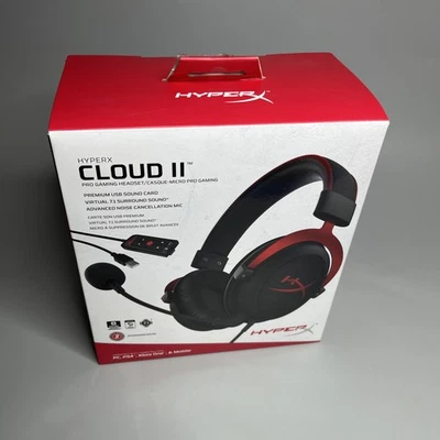 Cuffie Gaming Cablate HyperX Cloud II Funzionanti PC PS5 PS4 Rosso e Nero Nuove Scatola Aperta - Immagine 1 di 4