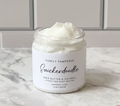 Crema corporal de manteca de karité y avena Snickerdoodle, loción orgánica gruesa 4 oz Foto 1 de 4