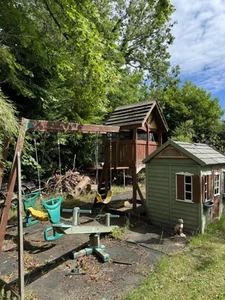 Kids Playhouse swing, slide and trampoline  - Picture 1 of 6