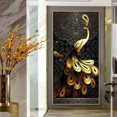 Pintura abstracta en lienzo de pavo real póster de pared abstracto impresión arte lienzo arte de pared Foto 1 de 2