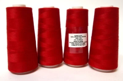 4 SureLock Serger Thread Cones 100% Polyester 3000 Yards 455 Scarlet Red - Image 1 of 4