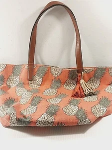 Lucky Brand Pineapple Tote Cotton Linen Blend Lined Snap Close - Bild 1 von 8