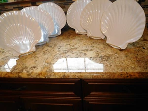 6 COSTAL Collection Melamine shell shape plates 10 3/4" - Picture 1 of 7