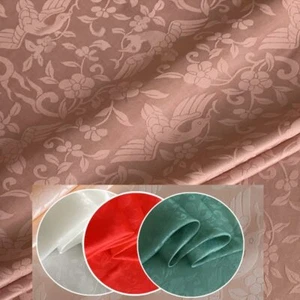1 Yard*114 cm Vintage Birds Flower Silk Cotton Jacquard Fabric For Dress Natural - Picture 1 of 15