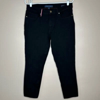 Calça skinny feminina Tommy Hilfiger Tribeca Th Flex tornozelo tamanho 8 ferragem dourada - Imagem 1 de 4