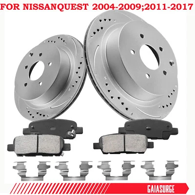 12.1in Rear Rotors Ceramic Brake Pads kits for Nissan Quest 2004-2009;2011-2017 - Image 1 of 4