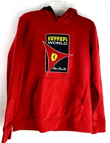 Ferrari World Abu Dhabi Italy Mens Pullover Hoodie Red Size S Auto Racing *RARE* Cover