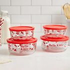 Pyrex 8-piece Hello Kitty Decorated Food Storage Set , Glass Containers are Dish
