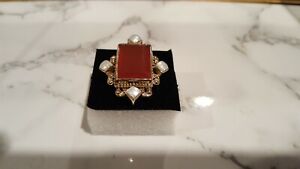 Nicky Butler Carnelian & Pearl Bronze Ring. Size 9.
