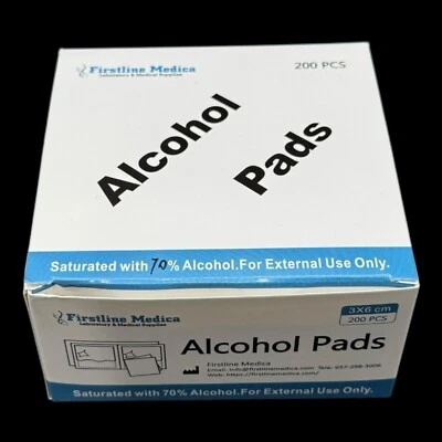 Alcohol Prep Pads einzeln verpackt 70% Alkohol - 3x6cm - 200 Stück - Bild 1 von 2