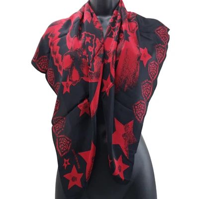 Bufanda de seda para mujer Jones New York rojo negro motivo de estrellas grande 32/34" Foto 1 de 4