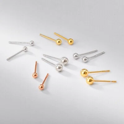 1 oder 3 Paar Ohrstecker Kugel Sterling Silber 925 Damen Herren Ohrringe - Bild 1 von 4