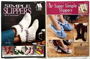 Super & Simple Slippers Crochet Pattern Books Ballerina Christmas Elf Snowflake+ - Picture 1 of 2
