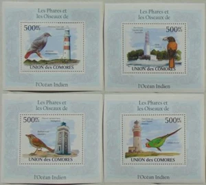 Lighthouses & Birds of Indian Ocean SET 4 SHEETS DELUXE 2010 Mi.2705/08 CM10121d - Picture 1 of 1
