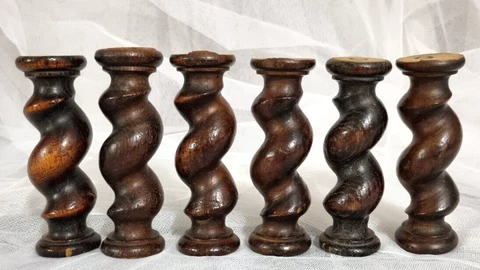 6 Barley twist turned spindle Column Antique french architectural salvage 4.8 in Cover