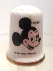 VTG "MICKEY" WALT DISNEY PRODUCTIONS THIMBLE, RADNOR BONE CHINA, ENGLAND - Picture 1 of 3