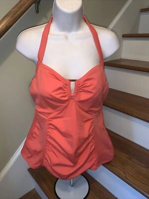 Tankini LANDS END Sunset Naranja Coral Mínimo Acolchado Halter Correa 16 ❤️tb89 Foto 1 de 4