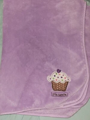 Carters Just One Year Little Sweetie Cupcake Baby Blanket Purple Fleece EUC - Image 1 of 3
