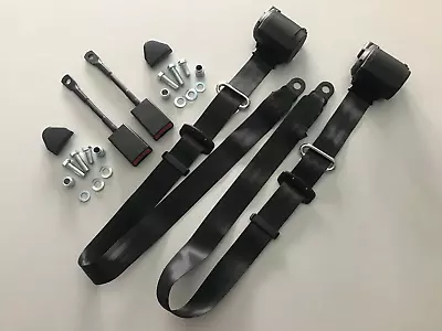 Automatic 3-Point Safety Belt Set Of 2 Pieces Color Black For PORSCHE 914 NEW - Image 1 of 4