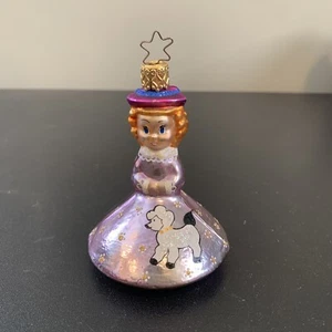 Girl dress Sheep Vintage rare glass Ornament Hat Pink 4” Blonde curly Hair - Picture 1 of 7