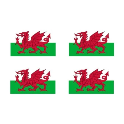 Set of 4 Welsh Flag Temporary Tattoo Waterproof Lasts 1 week Wales Dragon flag