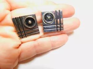 Manschettenknöpfe schwarz Emaille silberfarben Metall Modernist - Bild 1 von 4