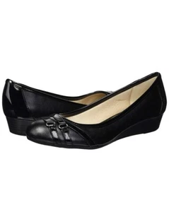 Life Stride Rad Faux Patent Leather Wedge Pumps, Slip On Casual Shoe BLK - Picture 1 of 9