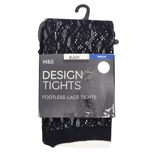 M&S Collection Footless Lace Tights - Picture 1 of 2