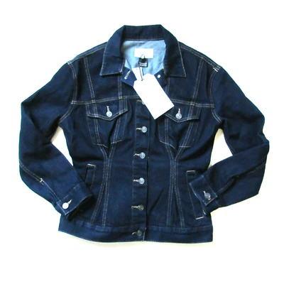 Chaqueta vaquera de mezclilla Current/Elliott The Corset Trucker in Hearst 0/XS $328 NUEVA CON ETIQUETAS Foto 1 de 4