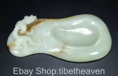 Estatua de dragón Fengshui antigua china talla de jade hetiano de 7,4" piedra de tinta tinta Foto 1 de 4