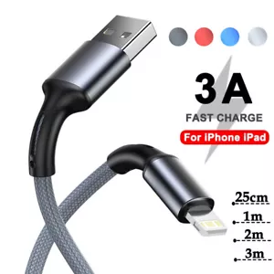 25cm 1m 2m 3m Long Short USB Fast Charging Charger Cable For iPhone 11 12 13 Pro - Picture 1 of 13