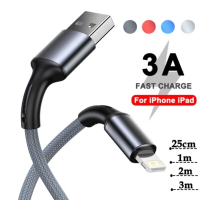 25cm 1m 2m 3m Long Short USB Fast Charging Charger Cable For iPhone 11 12 13 Pro - Image 1 of 4