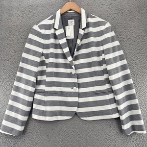 Gap Jacket Womens 20 Plus Academy Blazer Gray Striped Knit Button Up Office NWT - Picture 1 of 11