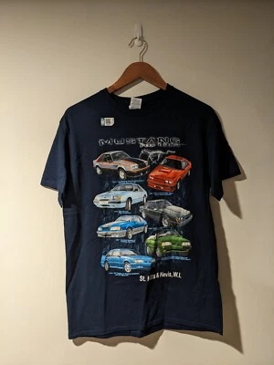 Camiseta mediana azul Mustang Fox Body Car Racing años 2010 vintage Foto 1 de 4