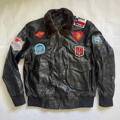 Chaqueta de cuero genuino para hombre de aviador bombardero negra talla 4XL cuero The Empire Foto 1 de 4