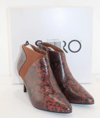 Ashro Mujer Serpiente Botín Zapato Talla 9 M Marrón Serpiente Estampado Cremallera Lateral NUEVO Foto 1 de 4