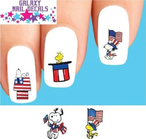 Waterslide Nail Decals - Set of 20 4th of July Snoopy Woodstock Assorted - Picture 1 of 1