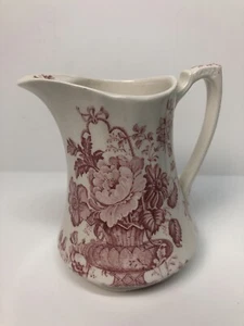 Vintage Alfred Meakin "Charlotte" Red Transferware Ceramic Pitcher England 5" - Picture 1 of 12